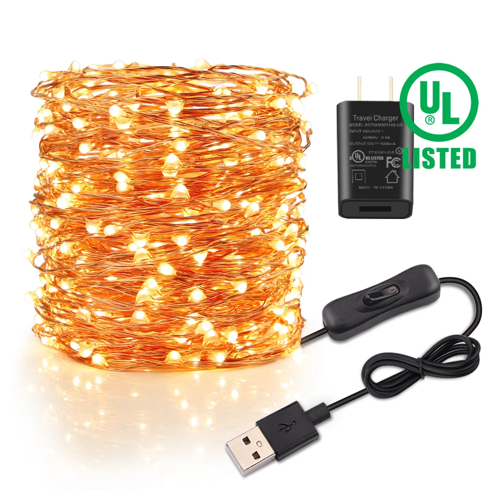 

200LEDs Starry Fairy Light Waterproof 20M Copper String Lights USB Warm White for Bedroom Indoor/Outdoor Garden Holiday Decora