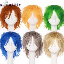 S-noilite, короткий парик для косплея, синтетический парик, косплей, черный, коричневый, блондин, синий, зеленый, красный, оранжевый, серый, аниме, парик для женщин, мужчин