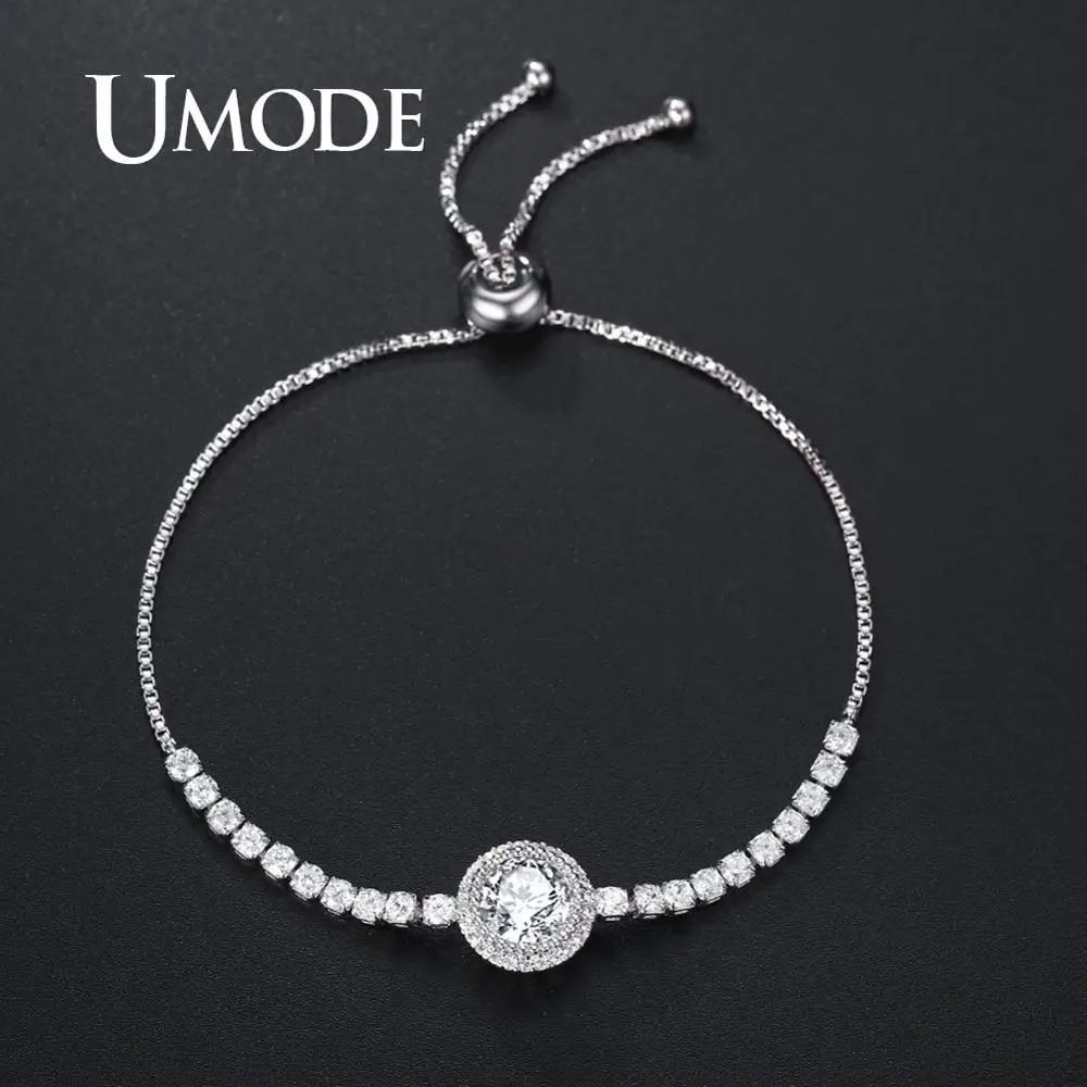 UMODE, один круглый Теннисный браслет для женщин, прозрачный циркониевый браслет, простой дизайн, ювелирные изделия для девочек, подарки, UB0188