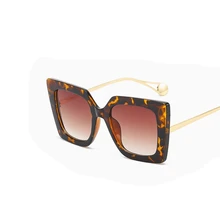 Цветочный чай коробка модные солнцезащитные очки для женщин ретро бренд дизайн квадратные Роскошные солнцезащитные очки большая оправа очки UV400