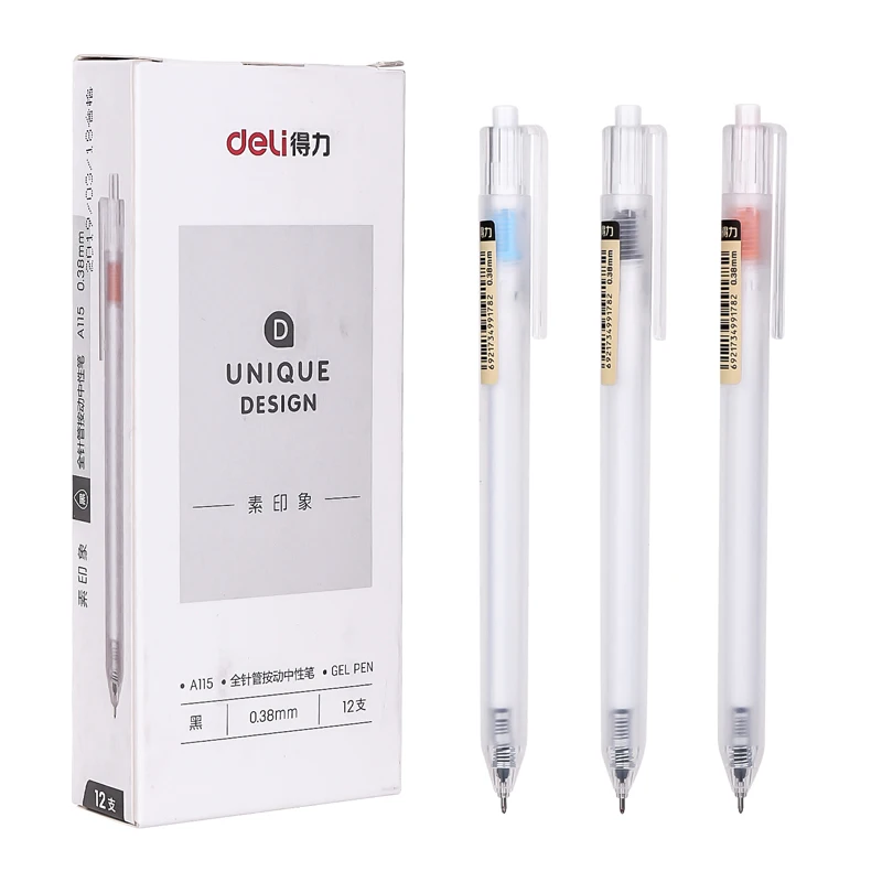 Deli 12 pcs lot fashion button Tungsten carbide beads pen Student black