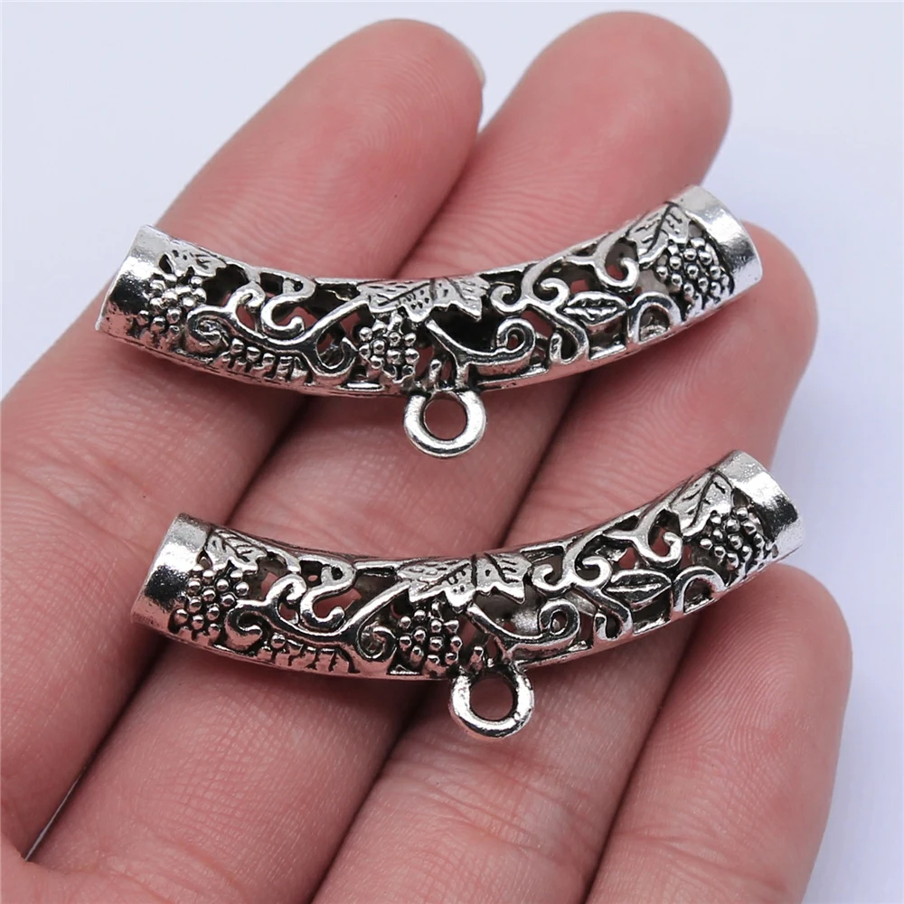 

Wholesale 30pcs/bag 47x22mm Antique Silver Color Hollow Hair Braid Dreadlock For Jewelry Making DIY Jewelry Findings