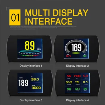 

3inch LCD OBD2 P12 Car HUD Computer Head Up Display Smart HD Digital Display