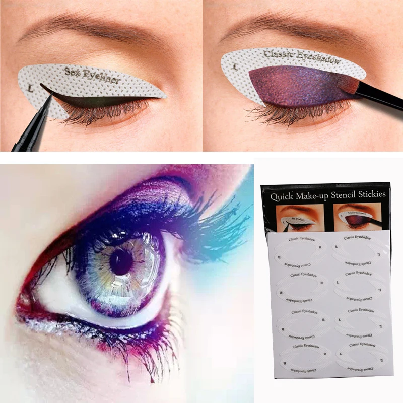 

Draw Professional Perfect Eyeliner Eyeshadow Non-Woven Stencil Stickers 10 styles Reusable Design Templates For Women
