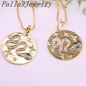 

5Pcs NEW Design Copper Micro Pave CZ zircon Snake Charm pendant chain necklaces Men Women's jewelry