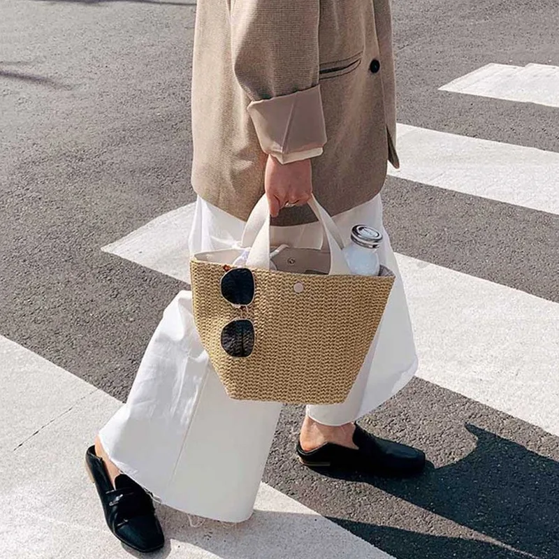 Moda senhoras tecido cesta de compras multi-função