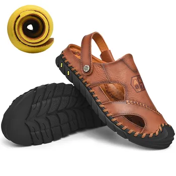 

Classic Men Sandals Summer Leather Male Beach Sandal Shoes Soft Comfortable Sandalias Outdoor Casual Beach Slippers Dropshipping