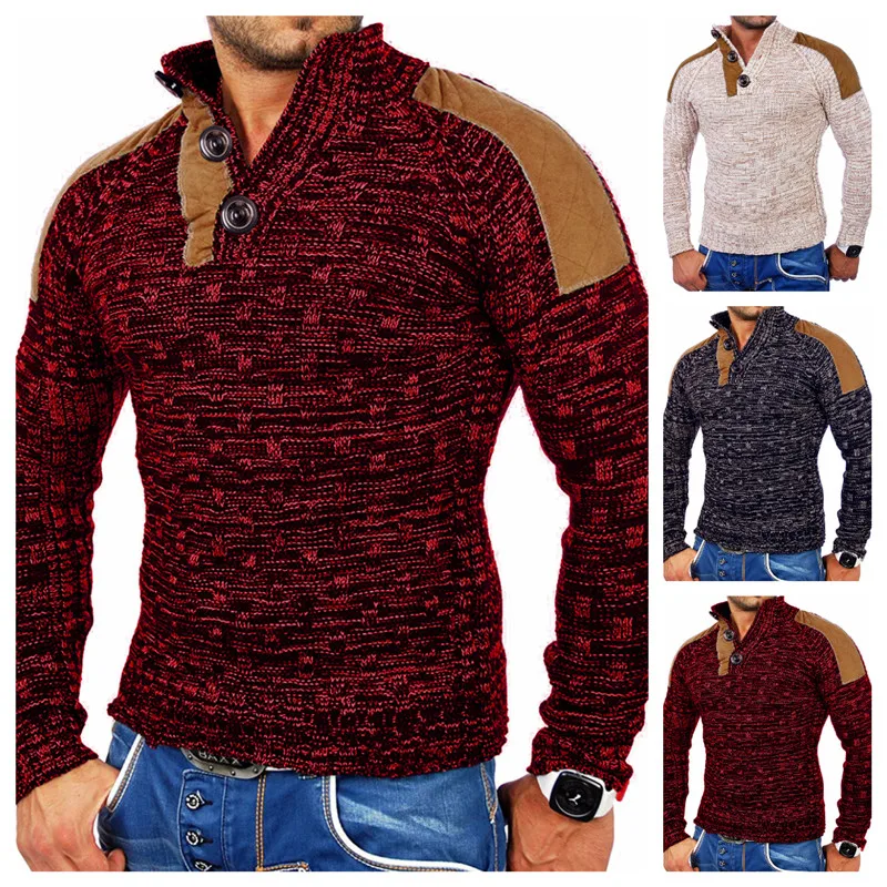 Европейский и американский мужской замшевый толстый свитер с воротником, свитер, куртка, стильный тонкий мужской свитер, куртка