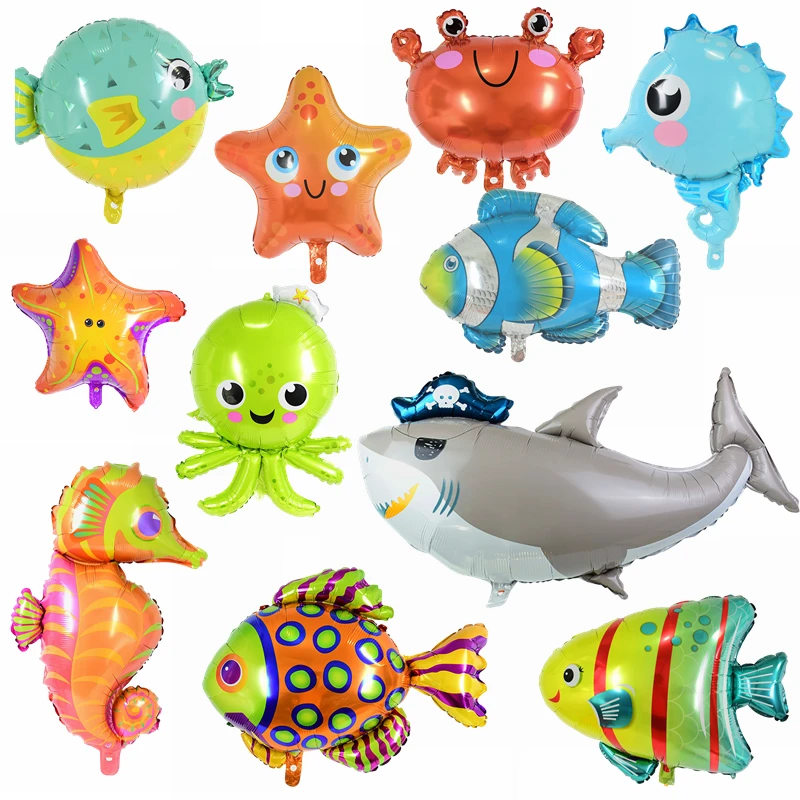 動物の形をしたかわいい風船 魚 ヒトデ タコ アルミホイル 子供のための動物のテーマ 誕生日パーティー ヘリウム 装飾 パーティーの背景 Aliexpress