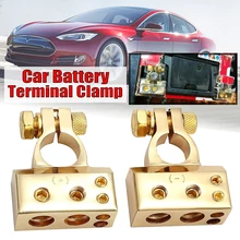 2pcs Auto Car Positive Negative Battery Terminal Clamp Connector With 4 interfaces for 4GA/6GA/8GA/10GA Power Cable