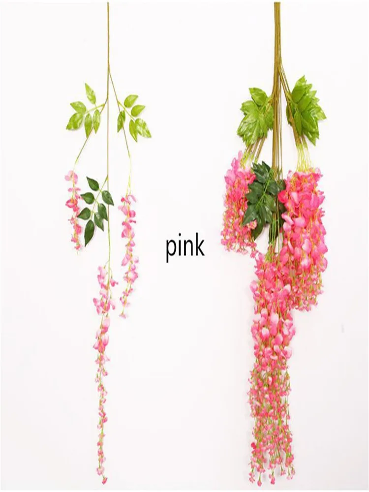 7 Colors Elegant Artificial Silk Flower Wisteria Flower Vine Rattan For Garden Home Wedding Decoration Supplies 75cm and 110cm A