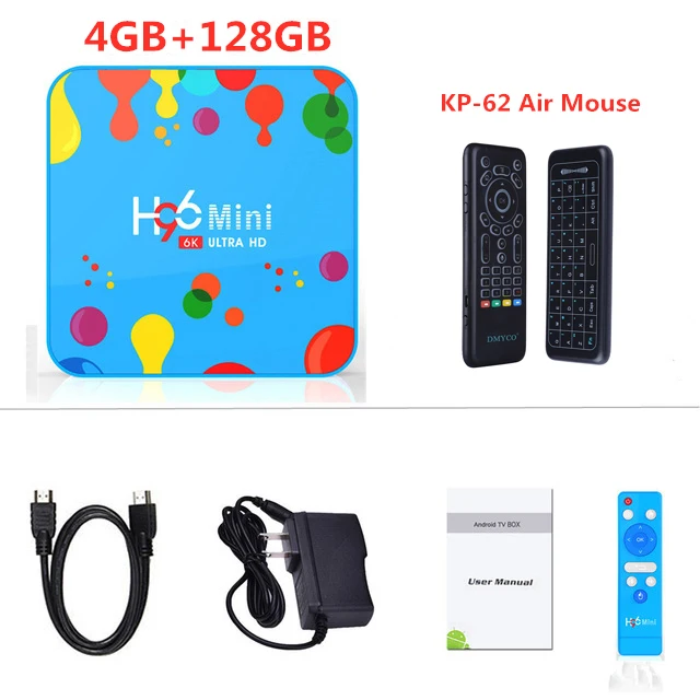 4G 128G Air Mouse DMYCO 4 Гб 128 ГБ H96 Мини Android 9,0 ТВ приставка Allwinner H6 четырехъядерный 6K H.265 Wifi Bluetooth HD Youtube телеприставка 4 ГБ 32 ГБ коробка - Цвет: 4G 128G Air Mouse