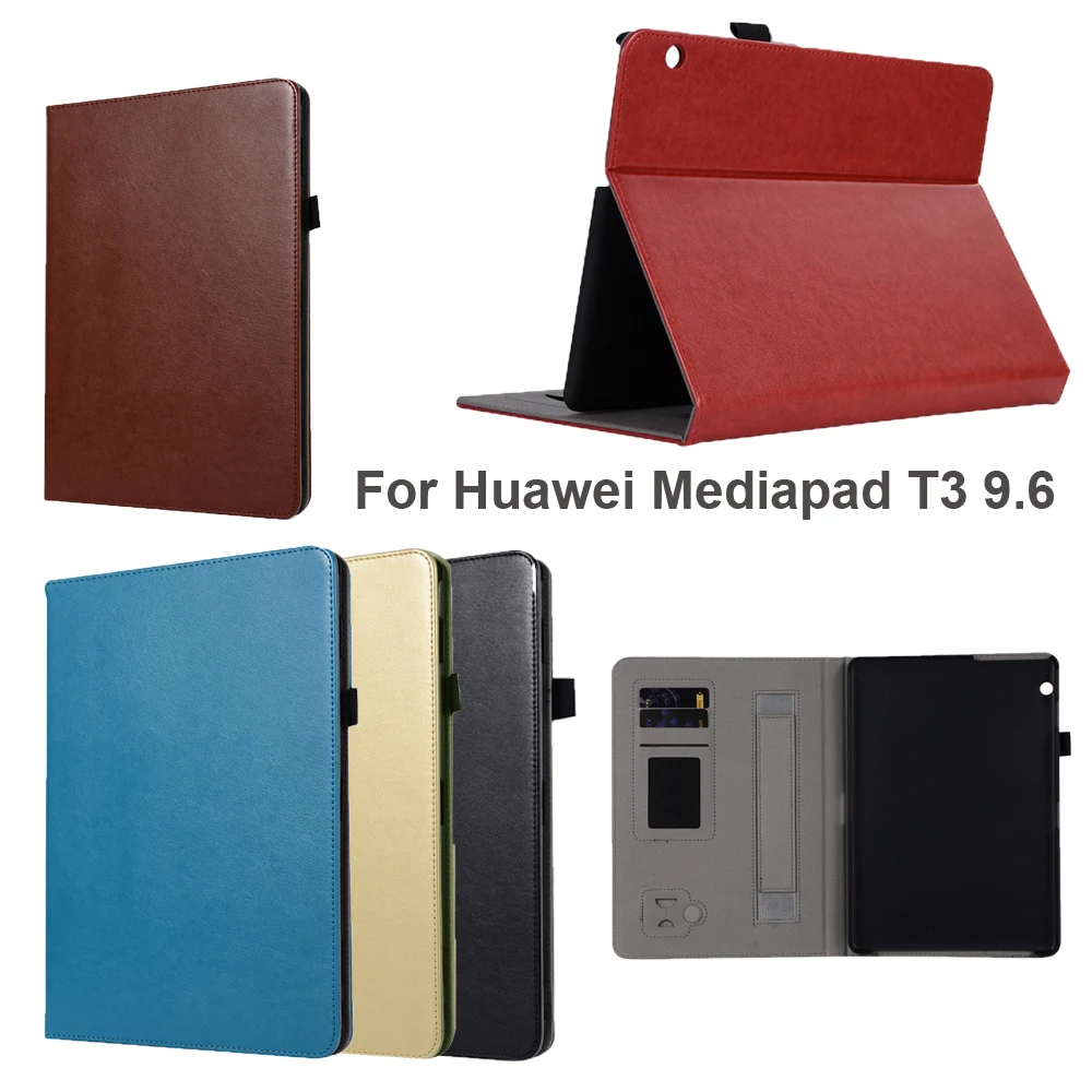 Tablet Case For Huawei MediaPad T3 10 9.6-inch Leather Fold Flip Smart Sleep Wake Funda Stand Solid Cover For AGS-W09/L09/L03