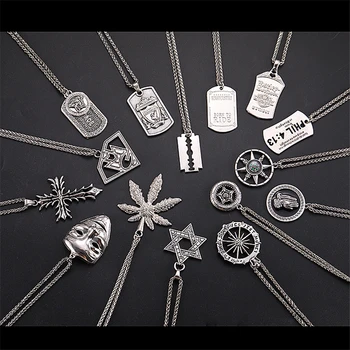 

Stainless steel Men Hip Hop Necklace Rapper Cross Skull Pendant Long Necklace Silvery Chain Sweater Steam Punk Necklaces Gifts