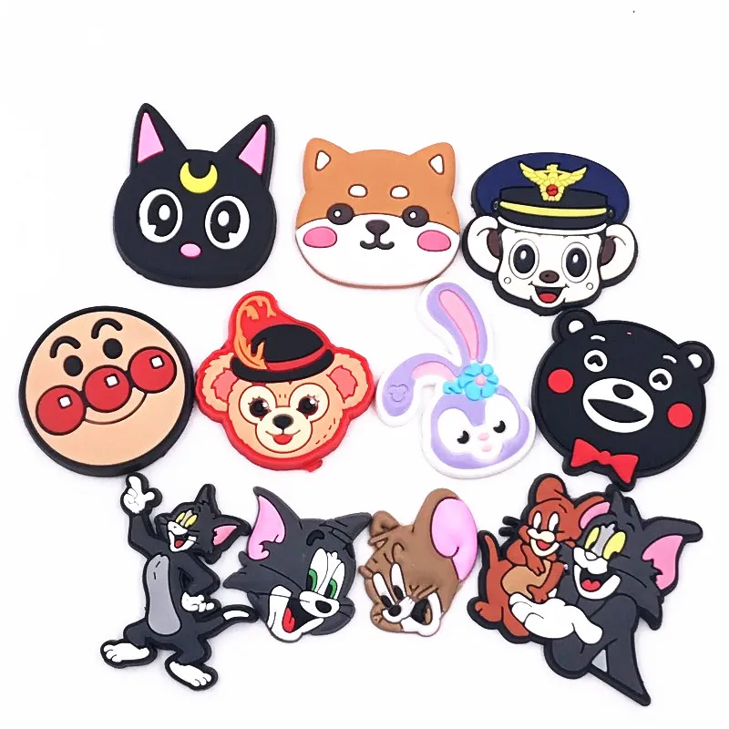 100 шт оптом смешанные животные Кошка Мышь Anpanman плоские ПВХ DIY украшения подходят