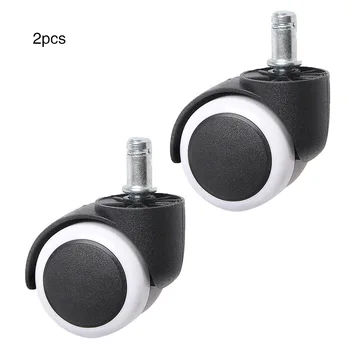 

2 Pcs Circlip Stem Universal Mute Caster Nylon Wheel PU Material Office Chair Swivel Rollers Furniture