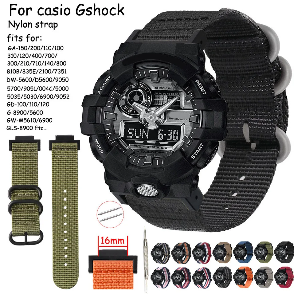 For Casio G SHOCK DW5600 9050 5700 Watchband for Gshock GA 150 800 GD 110 G  8900 5600 Nylon Watch Band Strap w Pins|Watchbands| - AliExpress