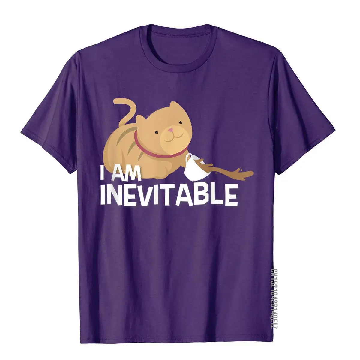 Funny Cat Shirt - I Am Inevitable Humorous Evil Graphic Tee T-Shirt__B11667purple