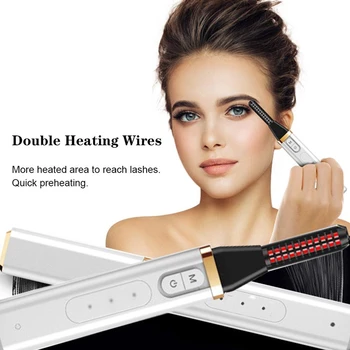 

Heated Eyelash Curler, Electric Eyelash Curler Electronic Eye Lashes Curling Comb USB Rechargeable Natural-Black
