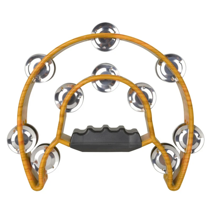 

Musical Double Half Moon Tambourine Drum Kit Plastic Handle Row Metal Jingle Percussion Gift Party Kids Toy