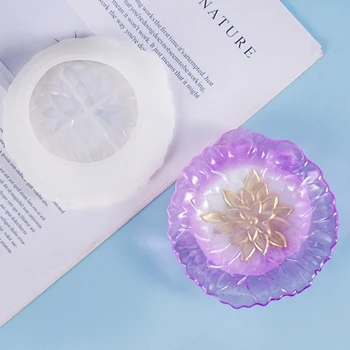 

Crystal Epoxy Resin Mold Leaf Plate Petal Storage Organizer Decor Silicone Mould Q0KE