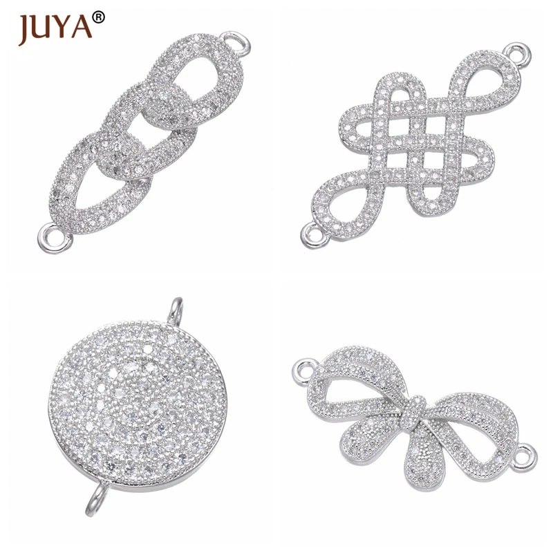 de conector de circonita de cobre de la serie de lujo Juya para joyería fabricación artesanal collares pulseras pendientes dijes bisuteria para hacer joyas material para bisuteria|Piezas cierre y matarial