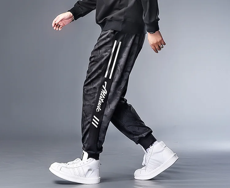 Размера плюс 6XL 7XL осенние спортивные брюки с карманами в стиле хип-хоп модные камуфляжные Спортивные Штаны флисовые тренировочные штаны теплые с надписью