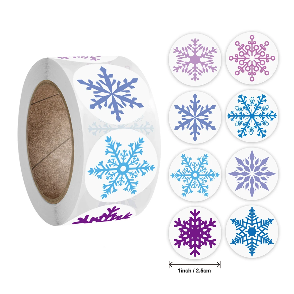 Pegatinas de Navidad 50-500 Uds de dibujos animados diseño de copo de nieve pegatinas adornos navideños para el hogar de Año Nuevo