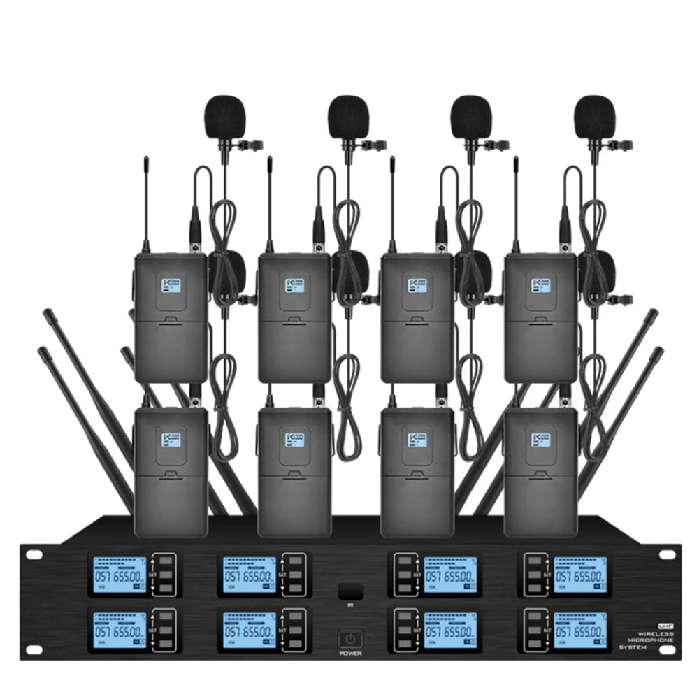 Professional wireless microphone system 8 head-mounted condenser microphones for stage performance microphone wireless 