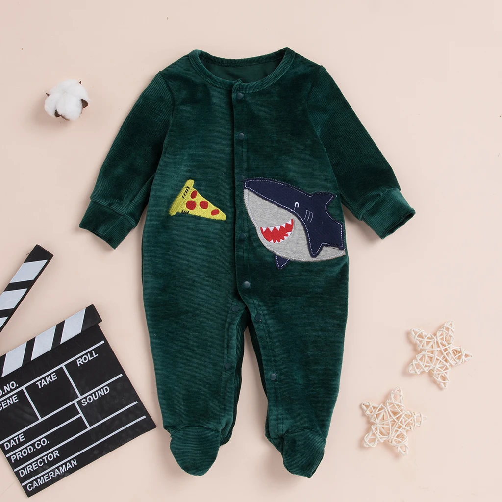 

Baby clothing Boy girls Clothes Cute shark pattern Cotton Newborn toddler rompers cute Infant new born winter autumn clothing
