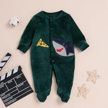 Одежда для малышей Одежда для мальчиков и девочек милые хлопковые детские комбинезоны для новорожденных с рисунком акулы милый Новорожденный Младенец одежда на осень и зиму