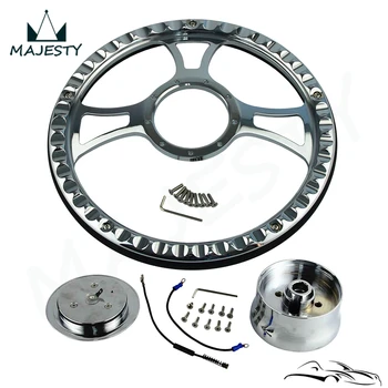 

14" Aluminum Half Wrap Steering Wheel+9-Bolt Adapter & Horn Button For G M CHEVY