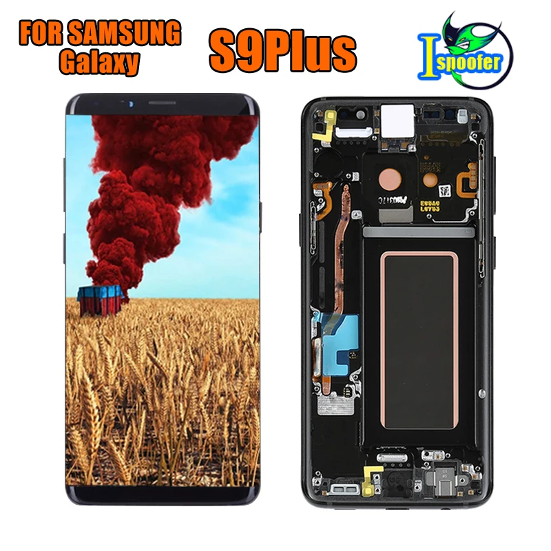 AMOLED для SAMSUNG Galaxy S9 Plus lcd кодирующий преобразователь сенсорного экрана в сборе с рамкой S9+ S9 lcd G960 G965 Замена - Цвет: S9P Black With Frame