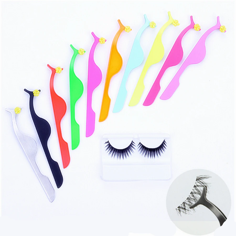 

Colorful stainless steel False Eyelashes clip Eye Lash curler Applicator Beauty Makeup Cosmetic tool tweezer clamp tweezers