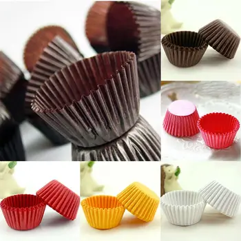 

1000Pcs Mini Chocalate Paper Cake Cup Baking Muffin Cake Cases Solid Color Baking Tools Household Pastry Bakeware for Birthday