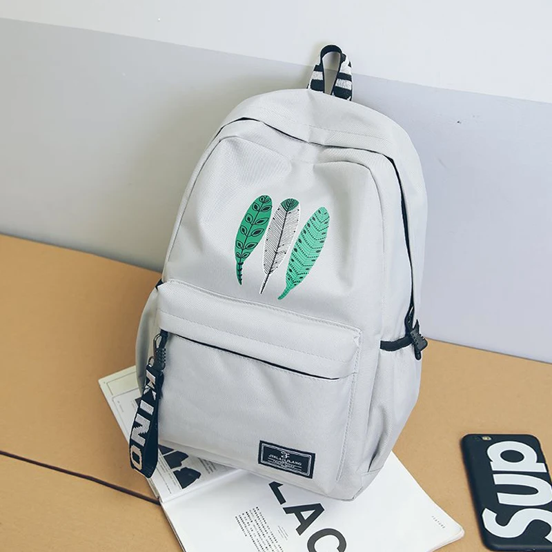 

2019 new casual backpack High Quality backpack Boy's Girl's School Bags Large capacity simple green leaf backpack
