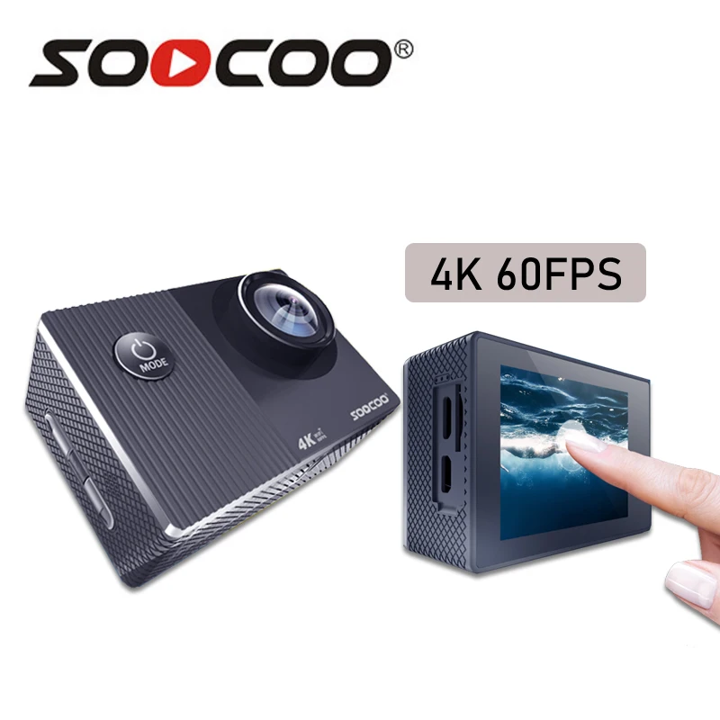 SOOCOO F91R Cámara de Acción Ultra HD 4K 60fps WIFI táctil pantalla ir bajo el agua impermeable de la bici del casco de vídeo deporte Cam 128G