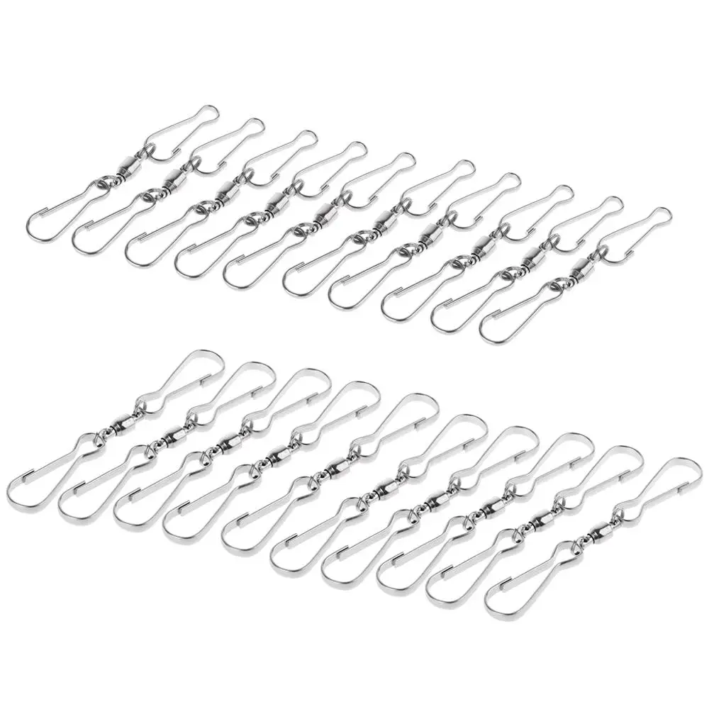 10pcs Smooth Spinning Dual Clip Swivels Wind Spinner Hook For