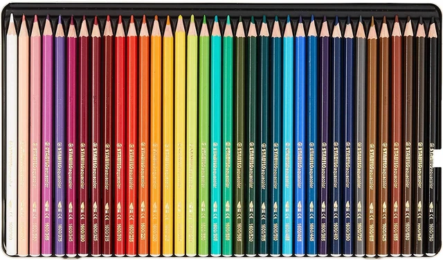 STABILO aquacolor Metal Box of 36 Colours - Aquarellable Coloured Pencil -  AliExpress