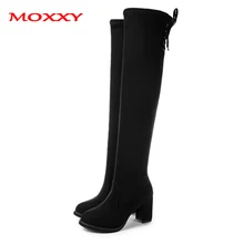 Новые пикантные высокие сапоги до бедра зимние сапоги на высоком каблуке женские Сапоги выше колена черные замшевые высокие сапоги на платформе женская обувь на меху