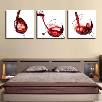 

HD Canvas Art Scenery Painting For Living Room Wall Decor 3 Pieces Glass Red Wine
