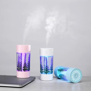

360Ml Air Humidifier Lavender Landscape Usb Mini Car Humidifier Portable Aromatic Oil Diffuser 7 Color Change Lamp USB Humidifie