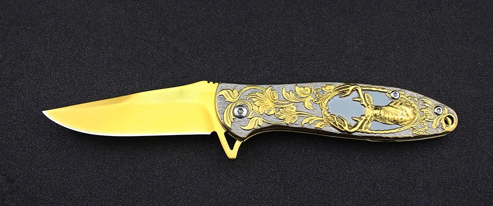 Coleção faca tático lâmina dobrável faca utilitário-veados gravado bolso faca