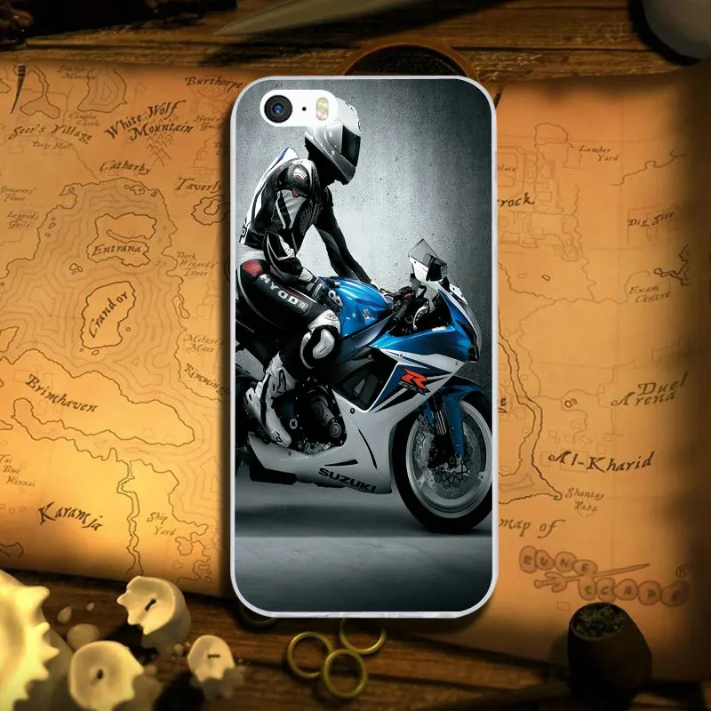 Мягкие ТПУ чехлы обложки для мобильных телефонов iPhone 7 7plus 6 6S 6Plus 5 5S 5C SE 8 8Plus X XR XS Max ретро мотоцикл гоночный мотор