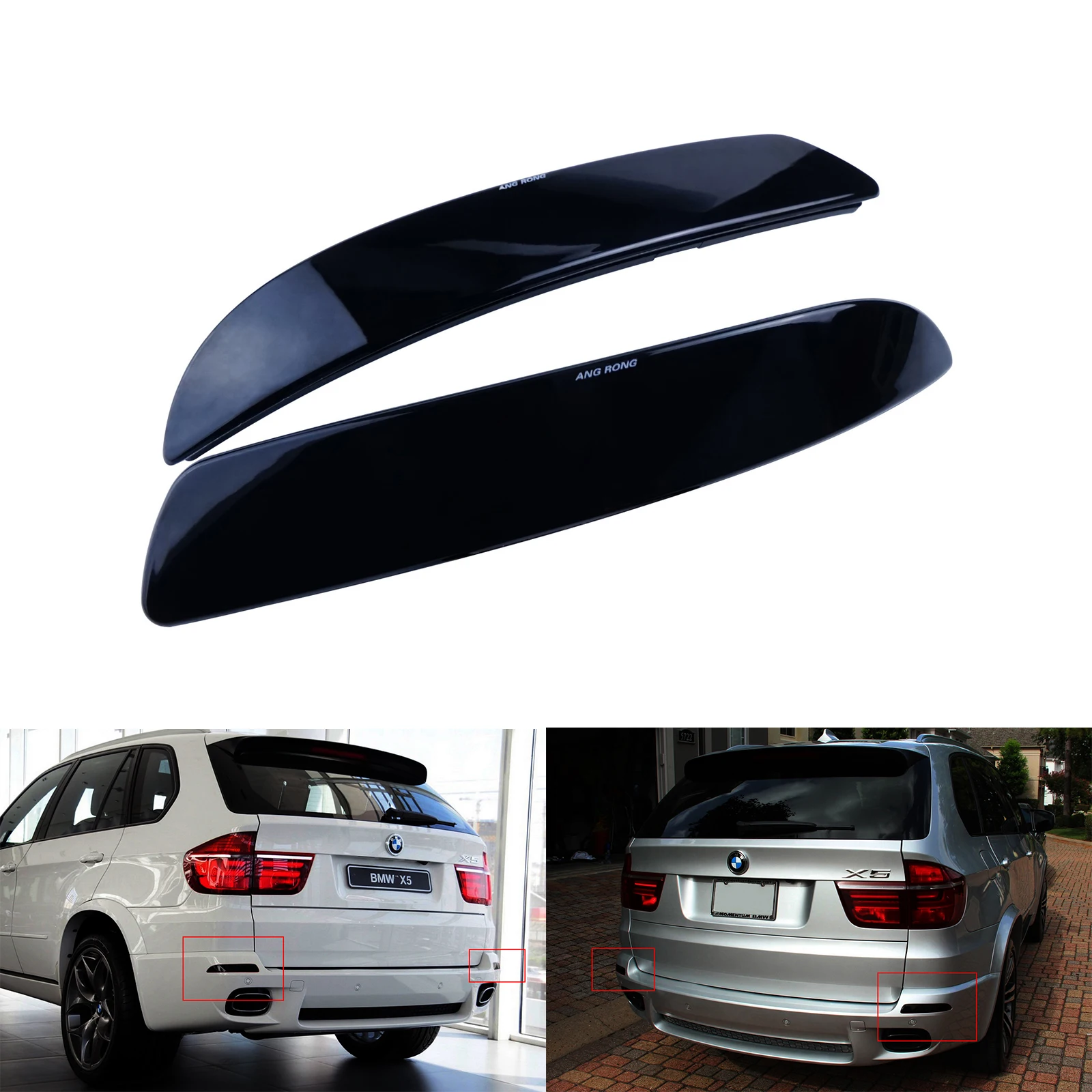 

ANGRONG 2X для BMW X5 E70 06-13 черный дымчатый отражатель заднего бампера без светильник N/S & O/S