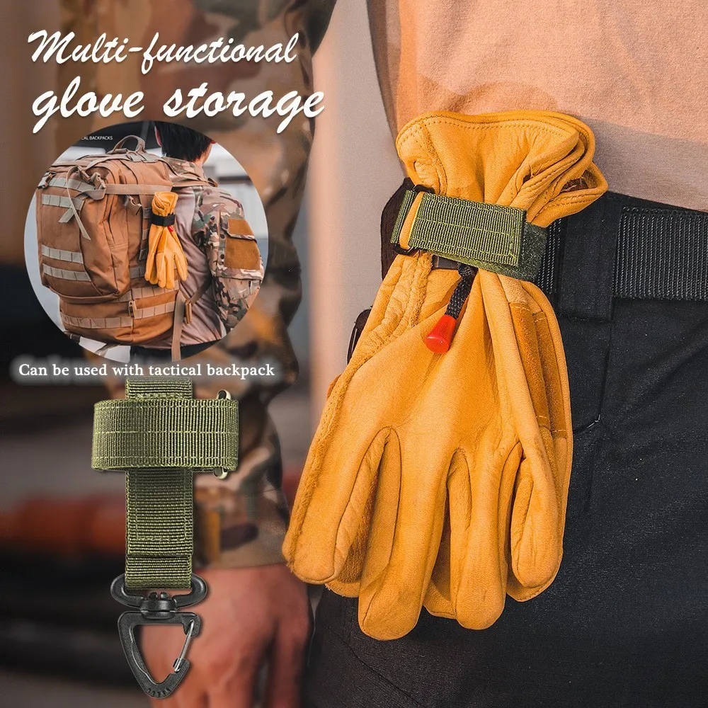 Gloves Hanging Buckle Nylon Molle Tactical Accessory Camping Climbing Rope Storage Buckle Clip Army Belt Backpack Hanging Hook