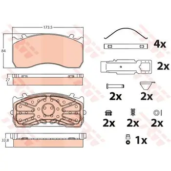 

Disc pads 29115 r/a, 173.5x84x27 \ MB ATEGO xx12/15/17/23 (1/98), KNORR SB5000 TRW GDB5073