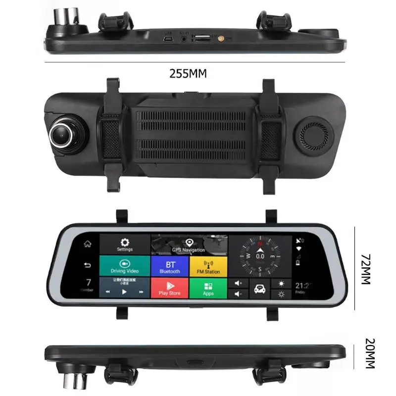 9,66 дюймов 4G Android 8,1 Автомобильное зеркало заднего вида DVR камера gps Navi Dash Cam двойной объектив g-сенсор/Bluetooth/WiFi/ADAS функция Горячая