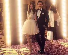 

high-neck robe de weddings 2018 fashion vestido de festa hot sexy see through lace appliques prom party gown bridesmaid dresses