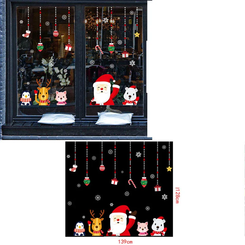92030 Рождественские украшения для дома, Navidad, наклейки на окна, снежинка, лось, стеклянные наклейки, Санта, настенные фрески, рождественские, вечерние, Декор - Цвет: 92030